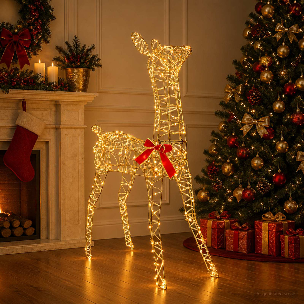 3D Božićni irvas LOVIISA 200 LED lampica Topla bijela