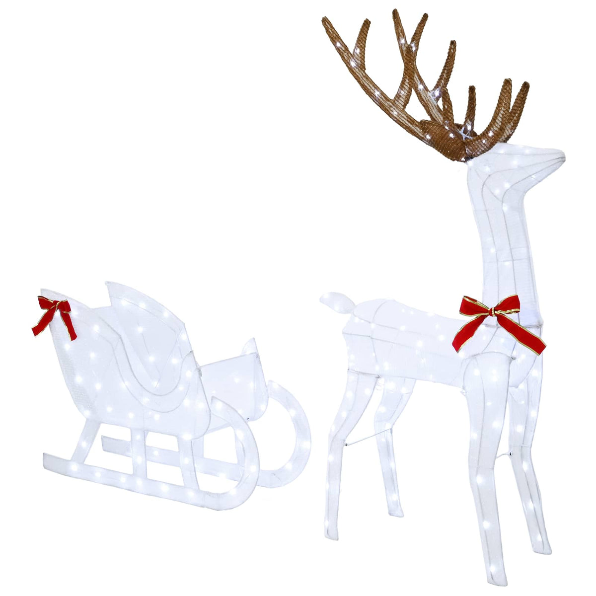 Reindeer vuče saonice LOVIISA 200 LED lampica Hladno bijela