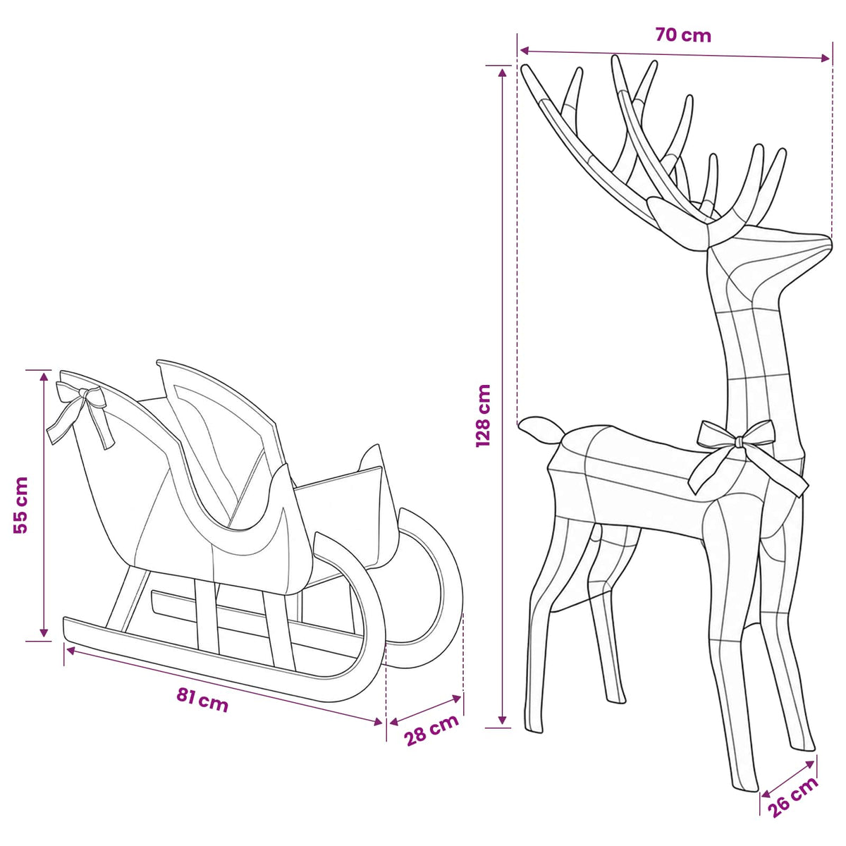 Reindeer vuče saonice LOVIISA 200 LED lampica Hladno bijela