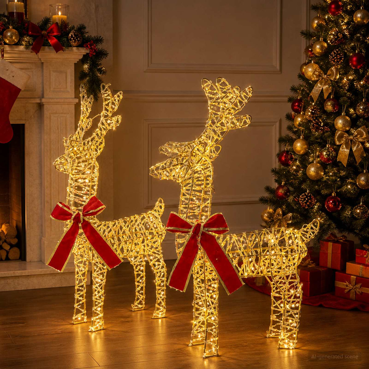 3D Božićni irvas LOVIISA 2 kom. 180 LED lampica Topla bijela
