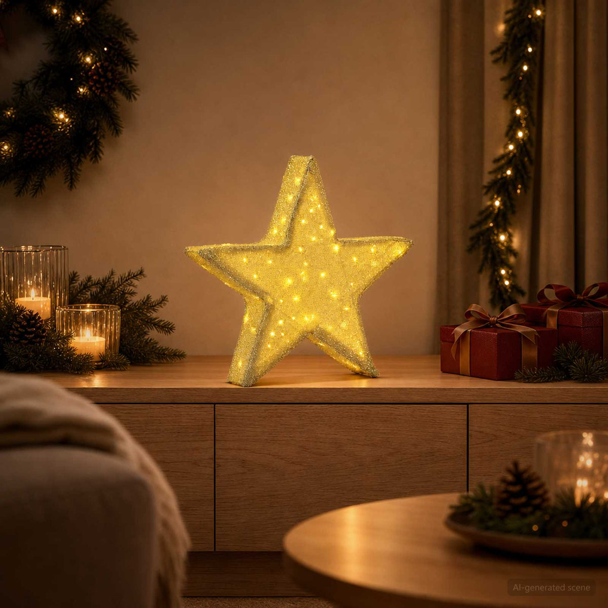 3D božićna zvijezda 50 LED lampica Topla bijela
