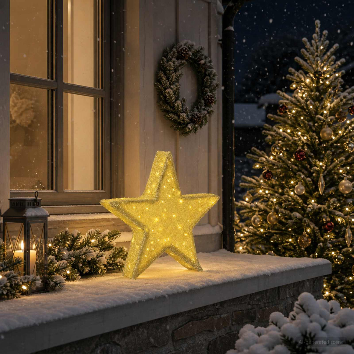 3D božićna zvijezda 50 LED lampica Topla bijela