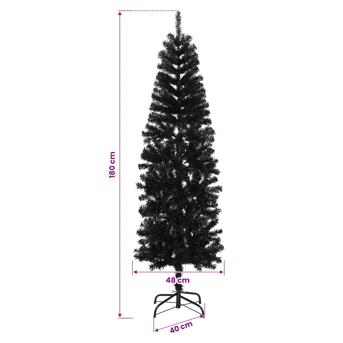 Umjetno vitko božićno drvce 180 cm 300 LED lampica Topla bijela