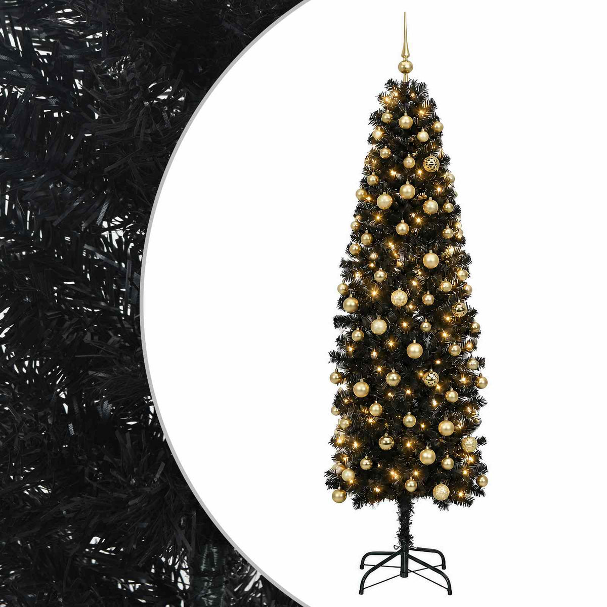 Umjetno usko božićno drvce s kuglicom 210 cm 300 LED lampica