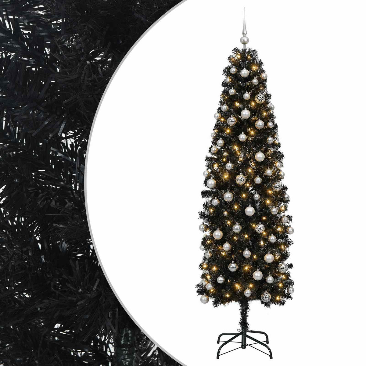 Umjetno usko božićno drvce s kuglicom 210 cm 300 LED lampica