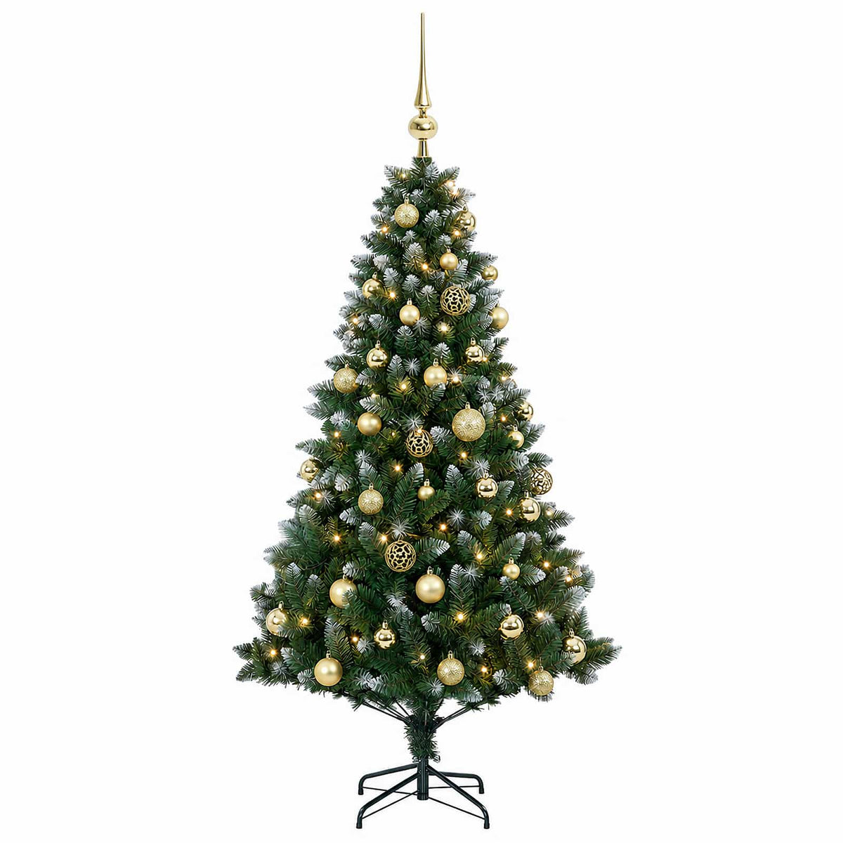Umjetno božićno drvce s kuglicama 120 cm 150 LED lampica