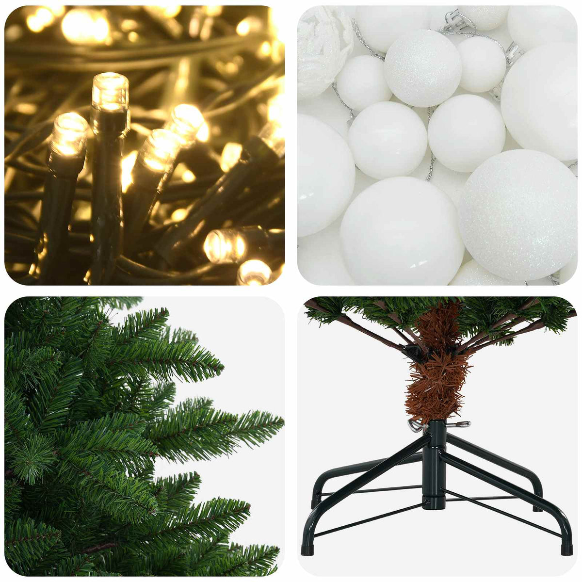 Umjetno božićno drvce s kuglicama 180 cm 300 LED lampica