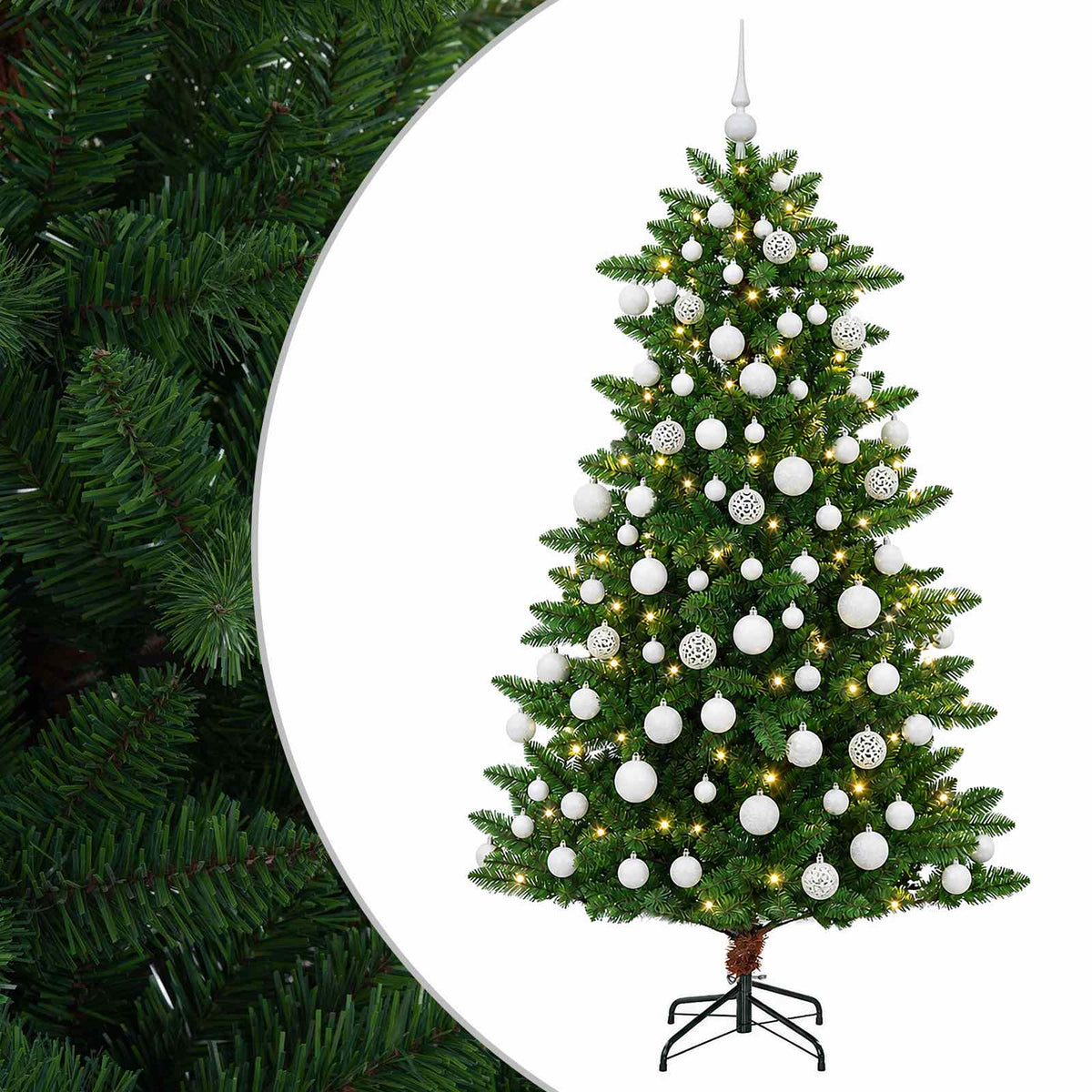 Umjetno božićno drvce s kuglicama 180 cm 300 LED lampica
