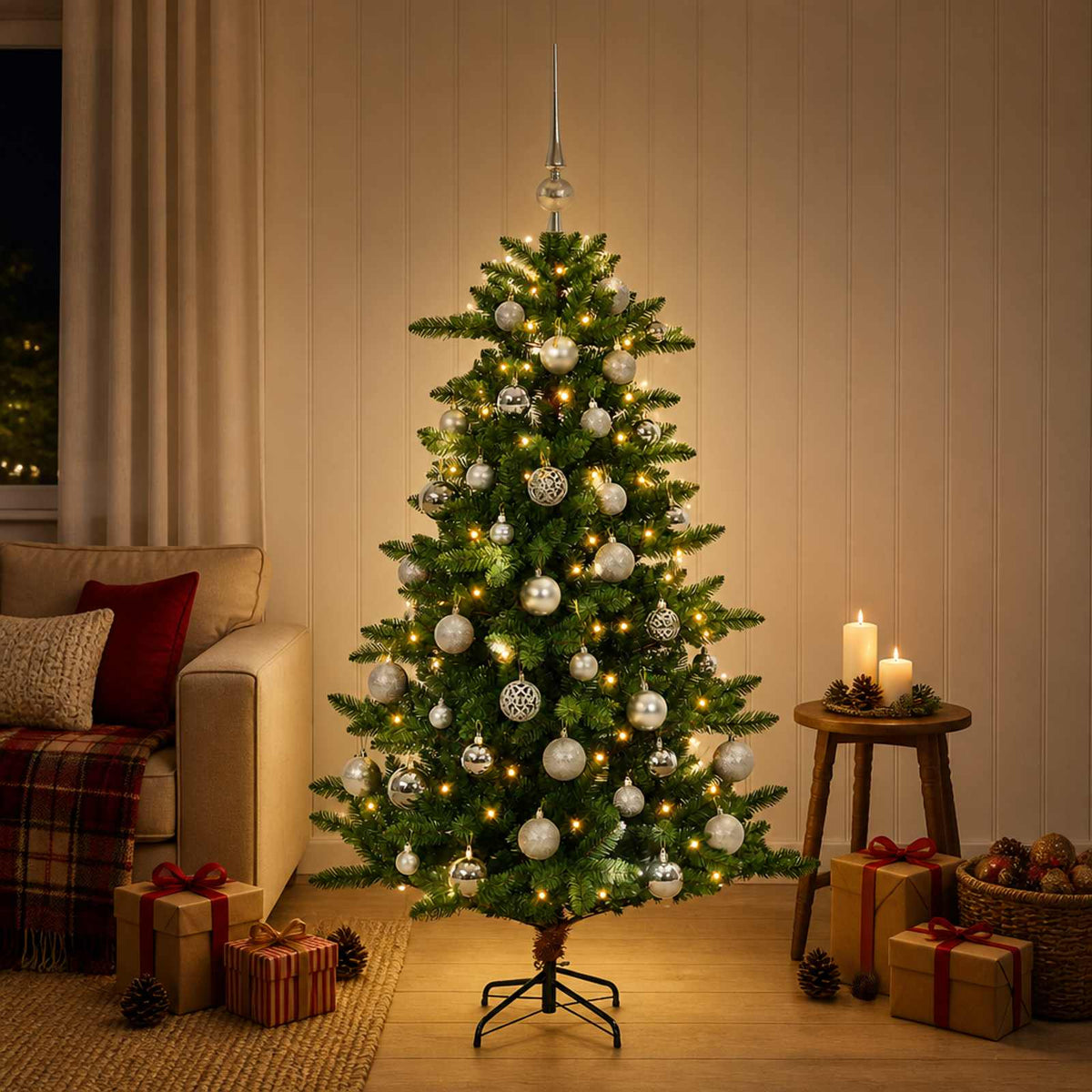 Artificial Christmas Tree with Bauble 120 cm 150 LED lampica