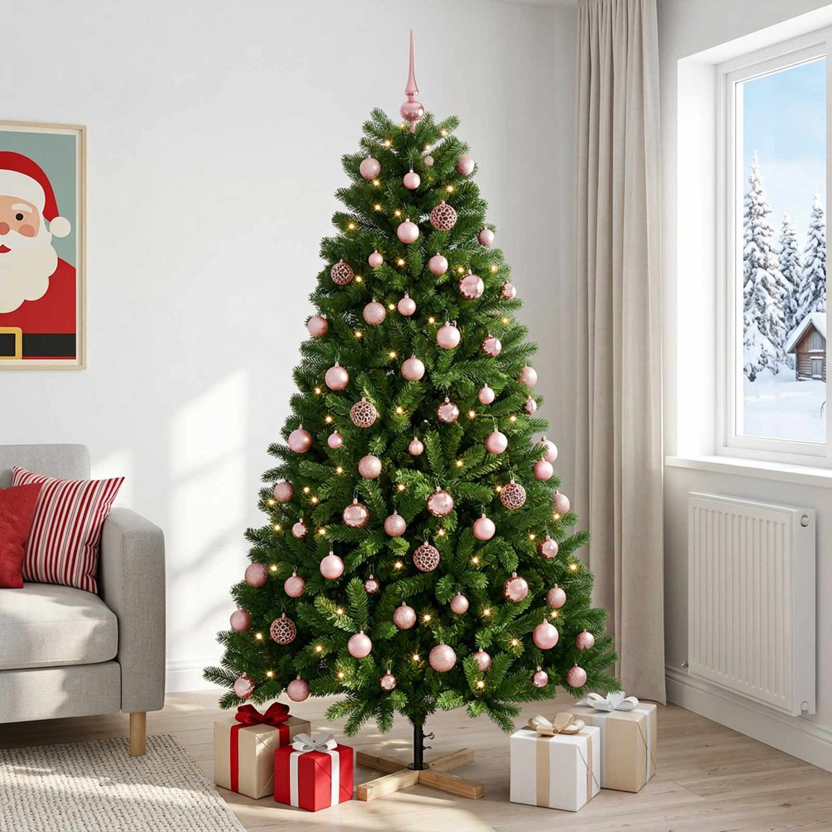 Umjetno božićno drvce s kuglicom 210 cm 300 LED lampica