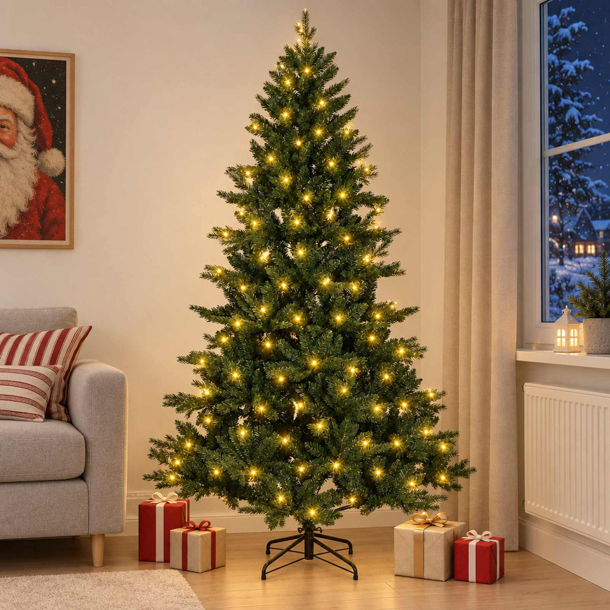 Umjetno božićno drvce s nogom 150 cm 150 LED lampica