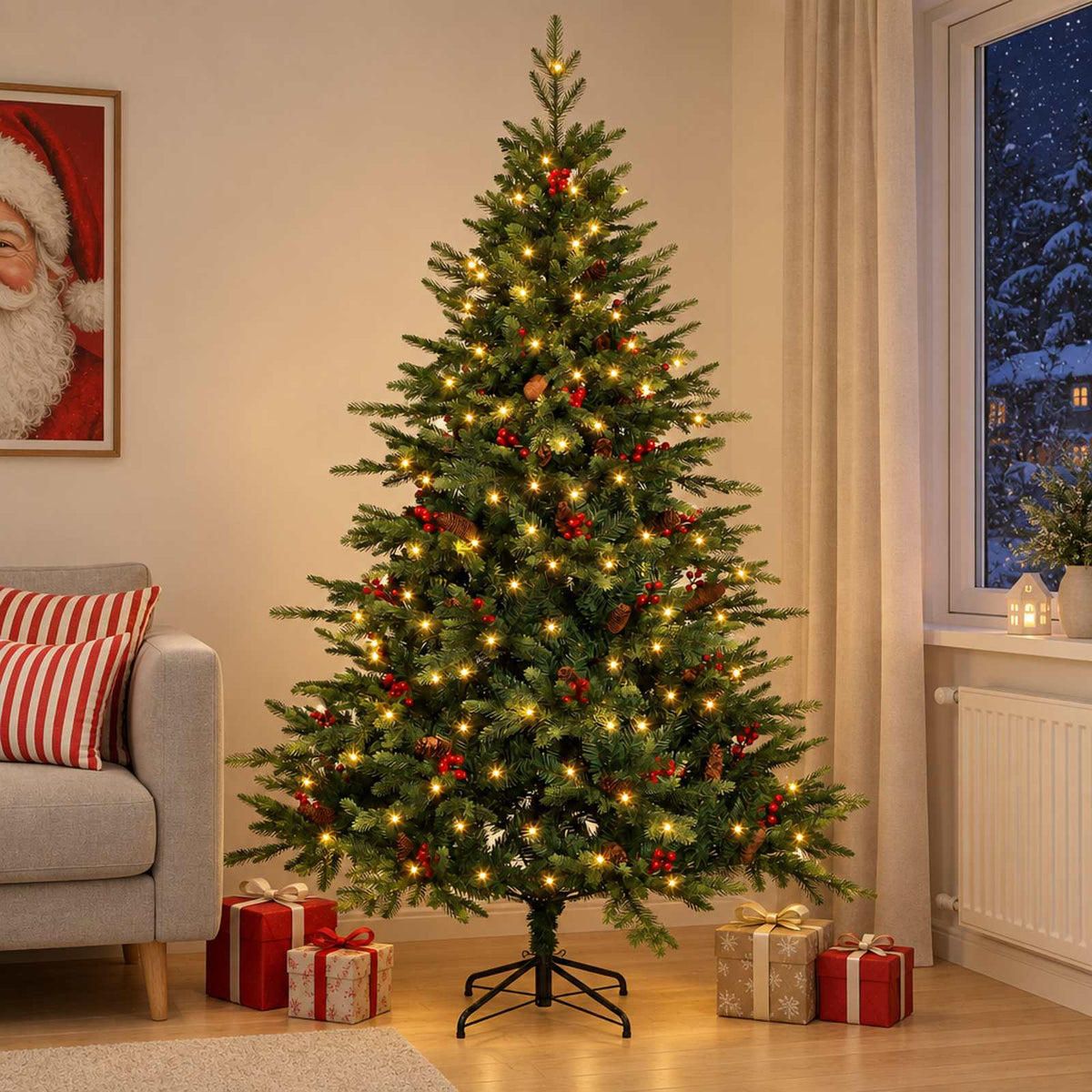 Umjetno božićno drvce s nogom 240 cm 300 LED lampica