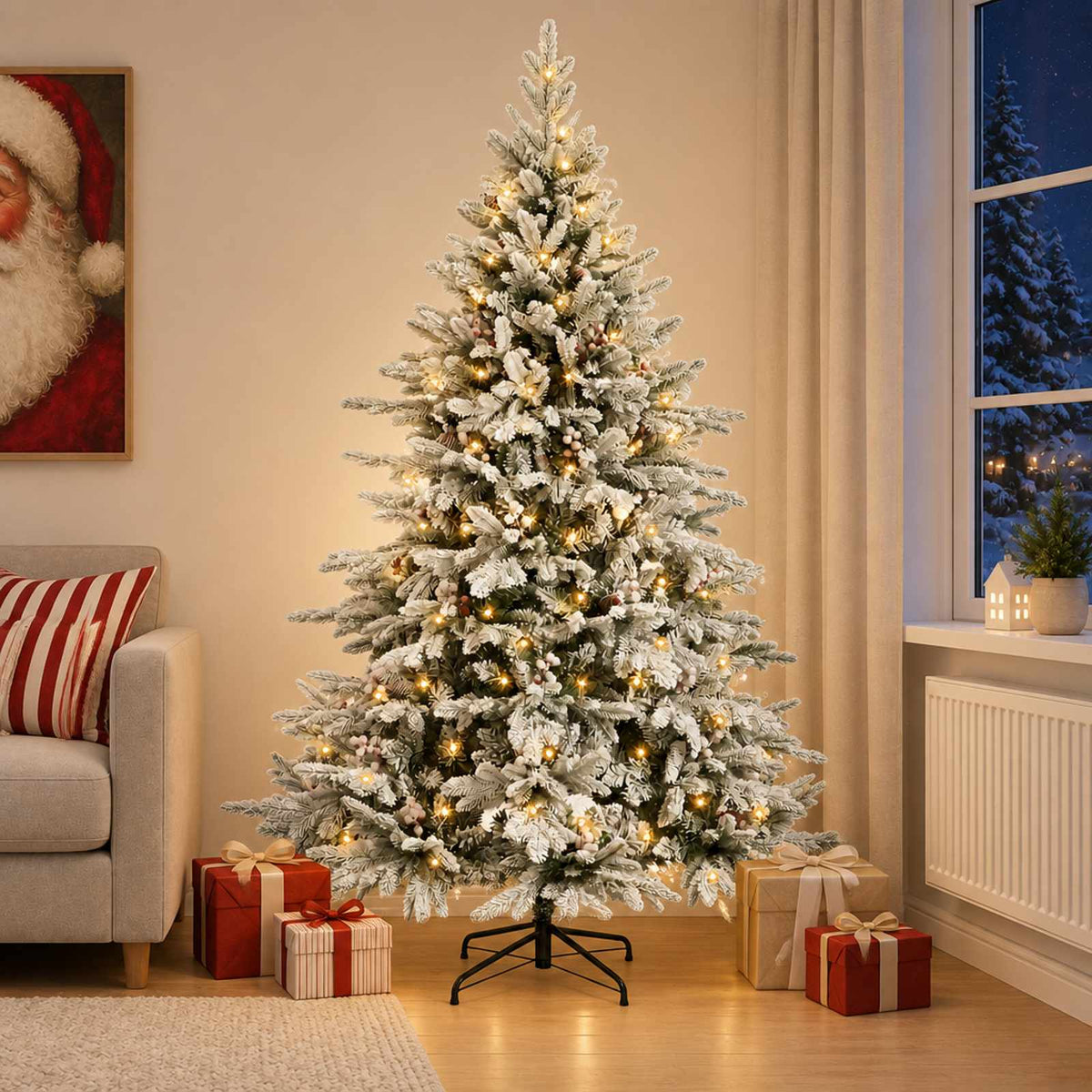 Umjetno božićno drvce s nogom 180 cm 300 LED lampica