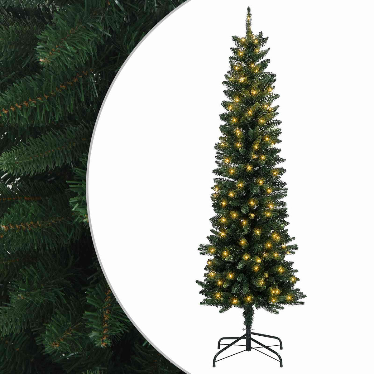 Umjetno vitko božićno drvce 120 cm 150 LED lampica Topla bijela