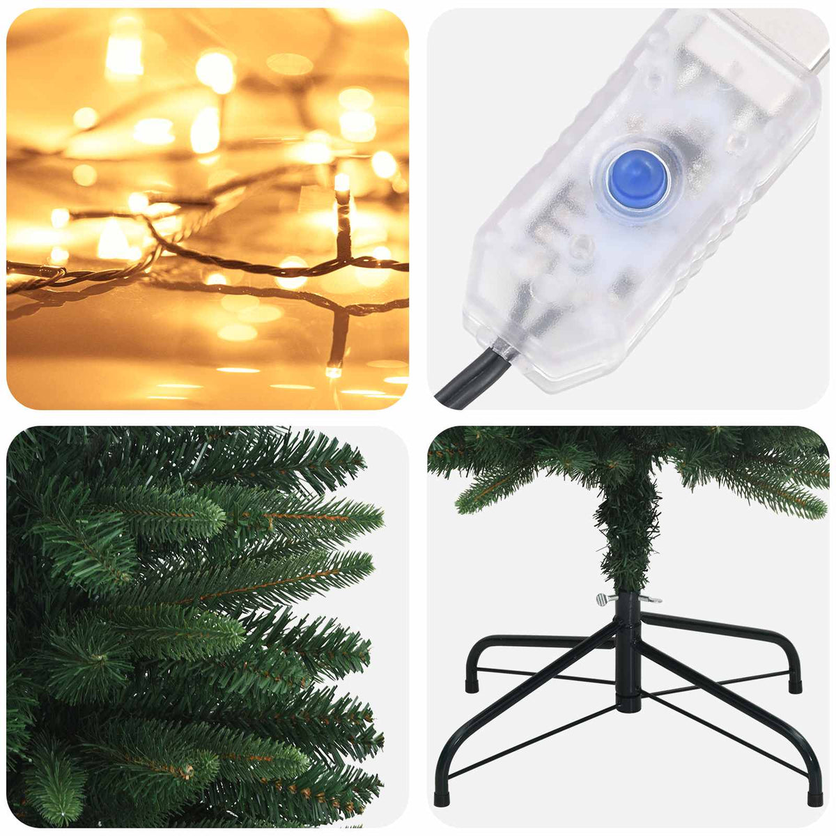 Umjetno vitko božićno drvce 150 cm 150 LED lampica Topla bijela