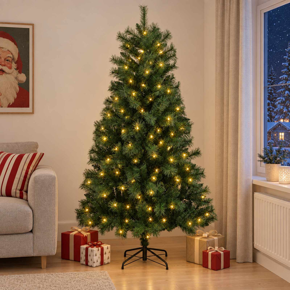 Umjetno božićno drvce s nogom 300 LED lampica
