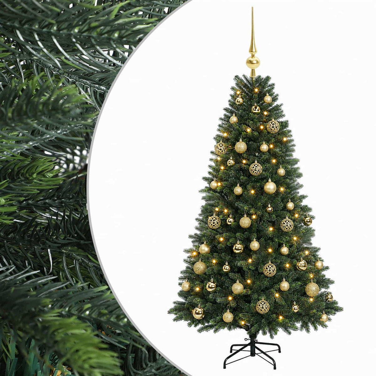 Umjetno božićno drvce s kuglicama 150 cm 150 LED lampica