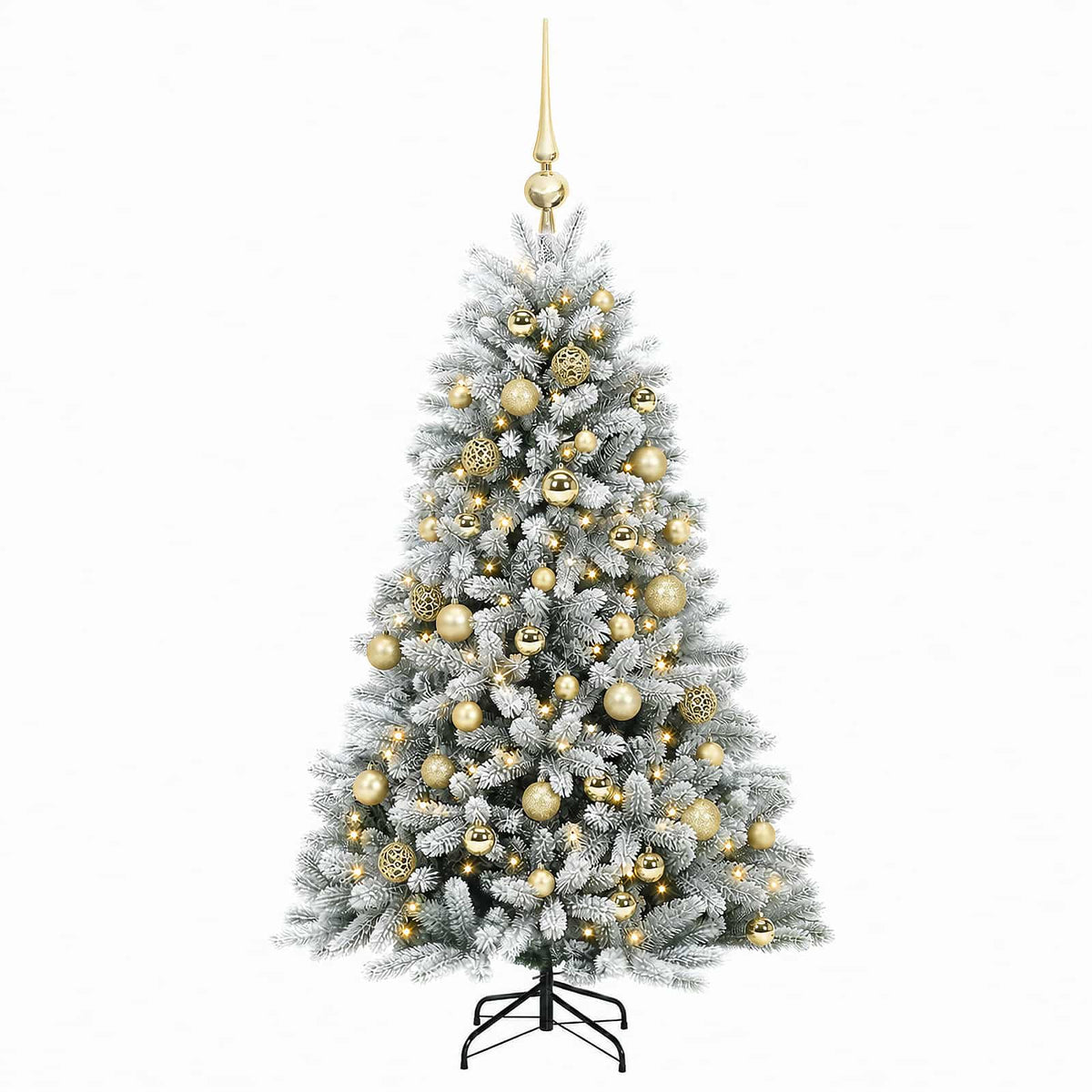 Umjetno božićno drvce s kuglicama 120 cm 150 LED lampica