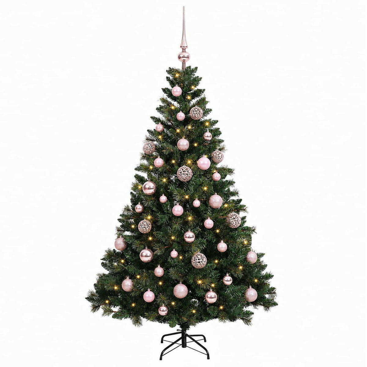 Umjetno božićno drvce s kuglicama 150 cm 150 LED lampica