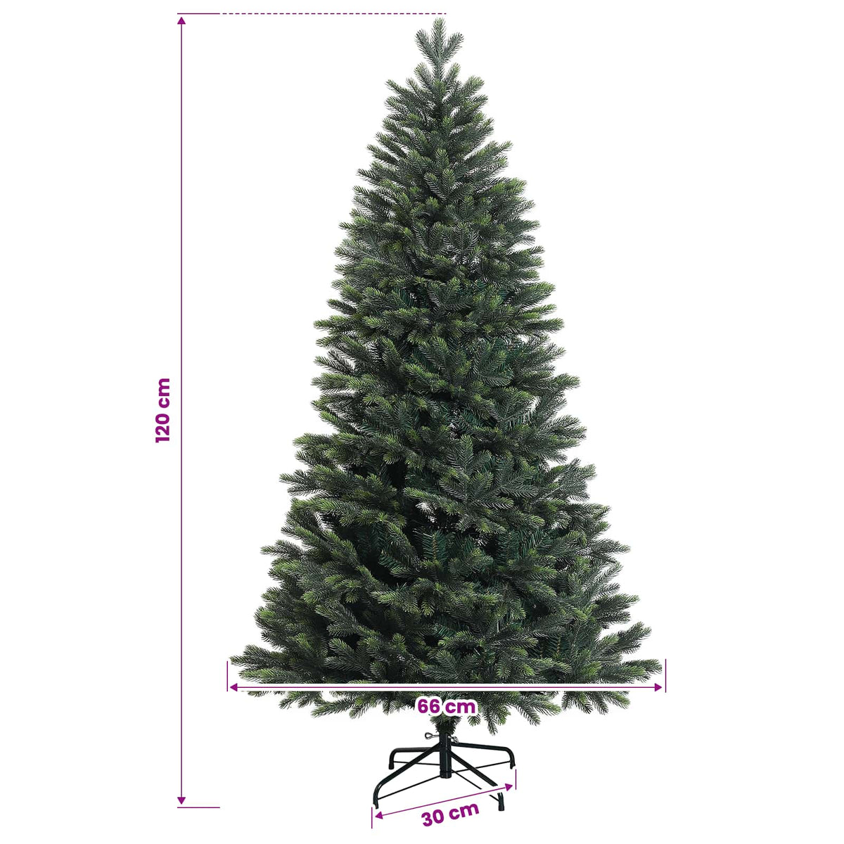 Umjetno božićno drvce s kuglicama 120 cm 150 LED lampica