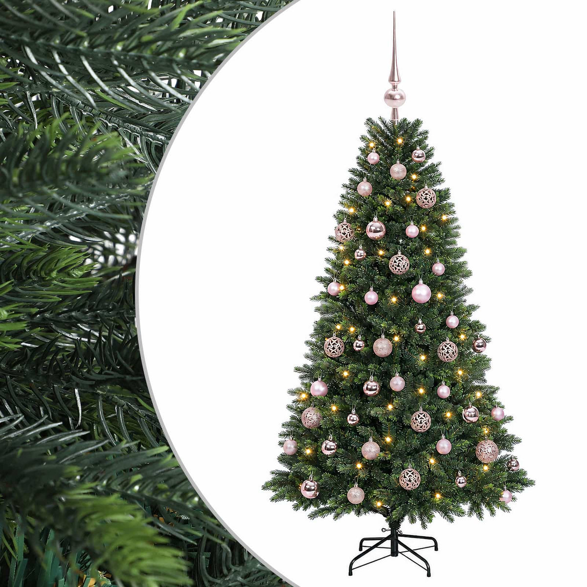 Umjetno božićno drvce s kuglicama 150 cm 150 LED lampica