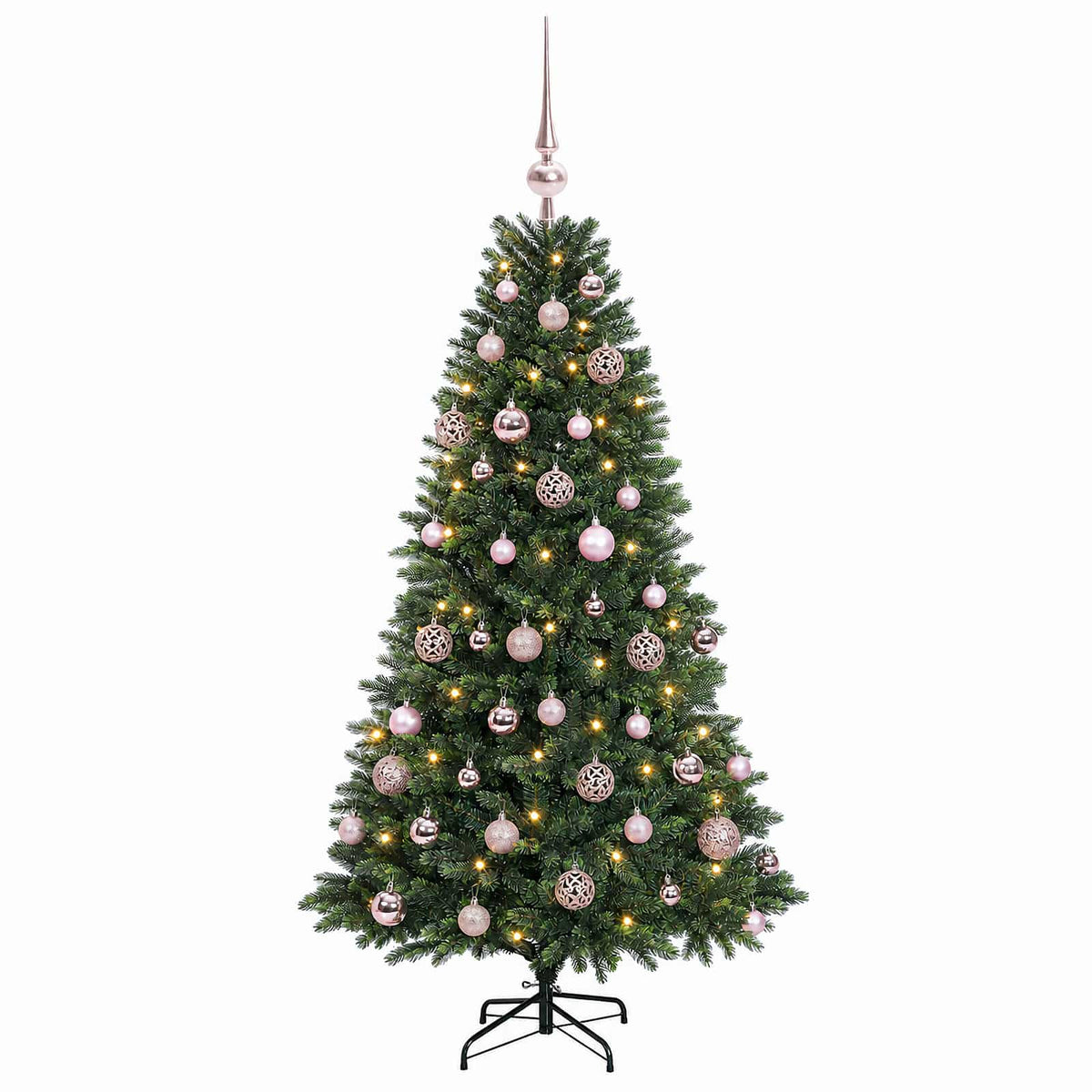 Umjetno božićno drvce s kuglicama 150 cm 150 LED lampica