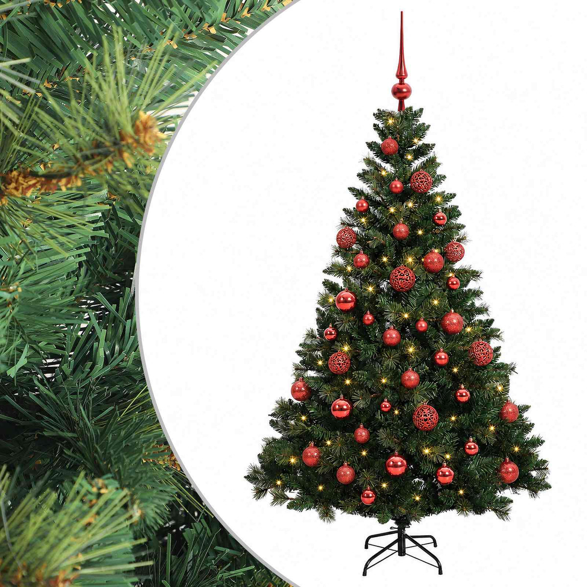 Umjetno božićno drvce s kuglicama 150 cm 150 LED lampica