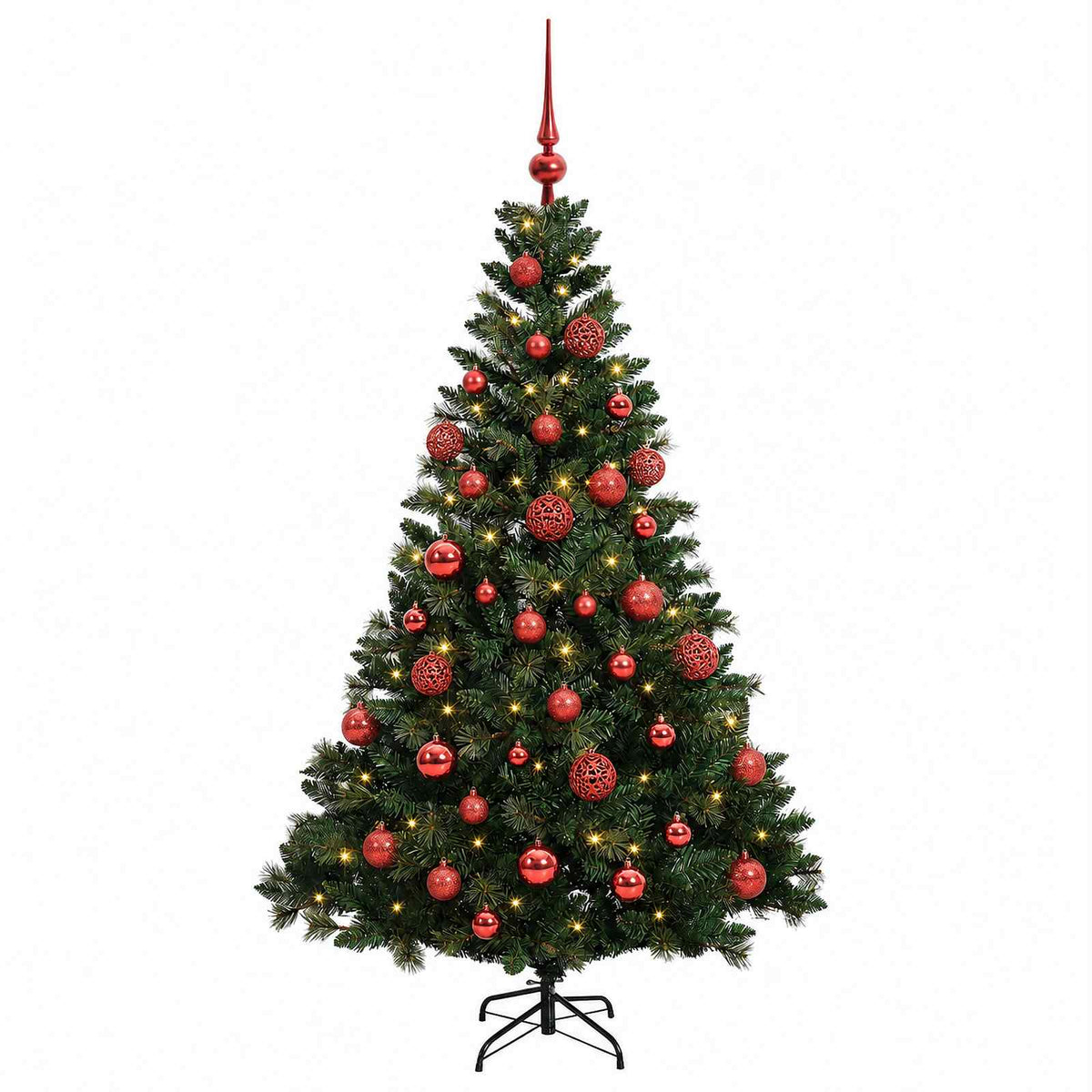 Umjetno božićno drvce s kuglicama 150 cm 150 LED lampica