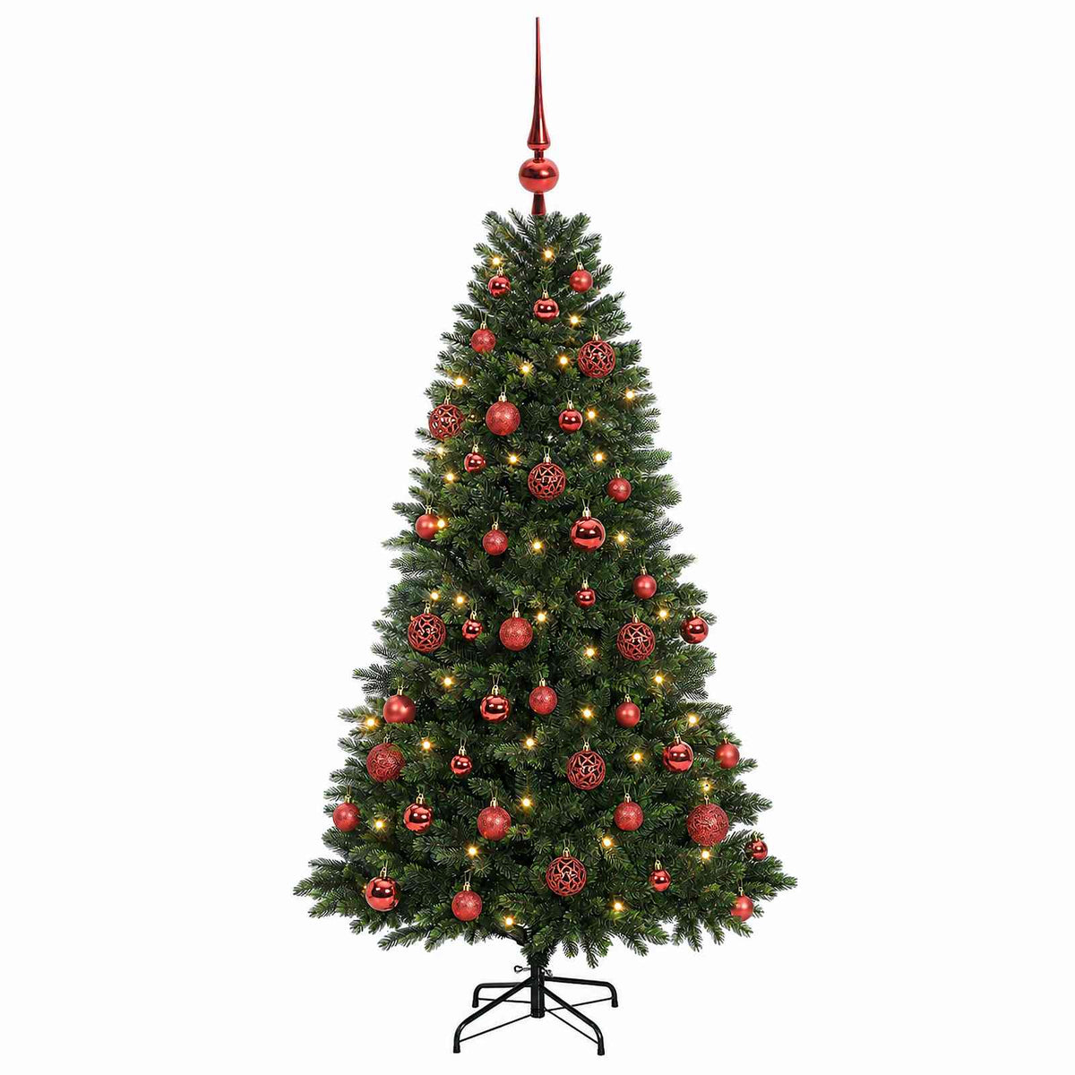 Umjetno božićno drvce s kuglicama 120 cm 150 LED lampica