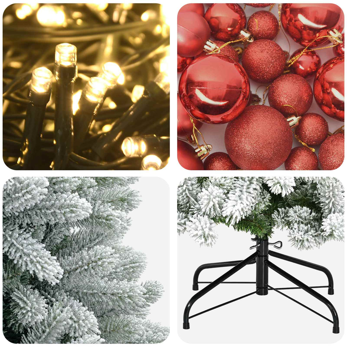 Umjetno božićno drvce s kuglicama 120 cm 150 LED lampica