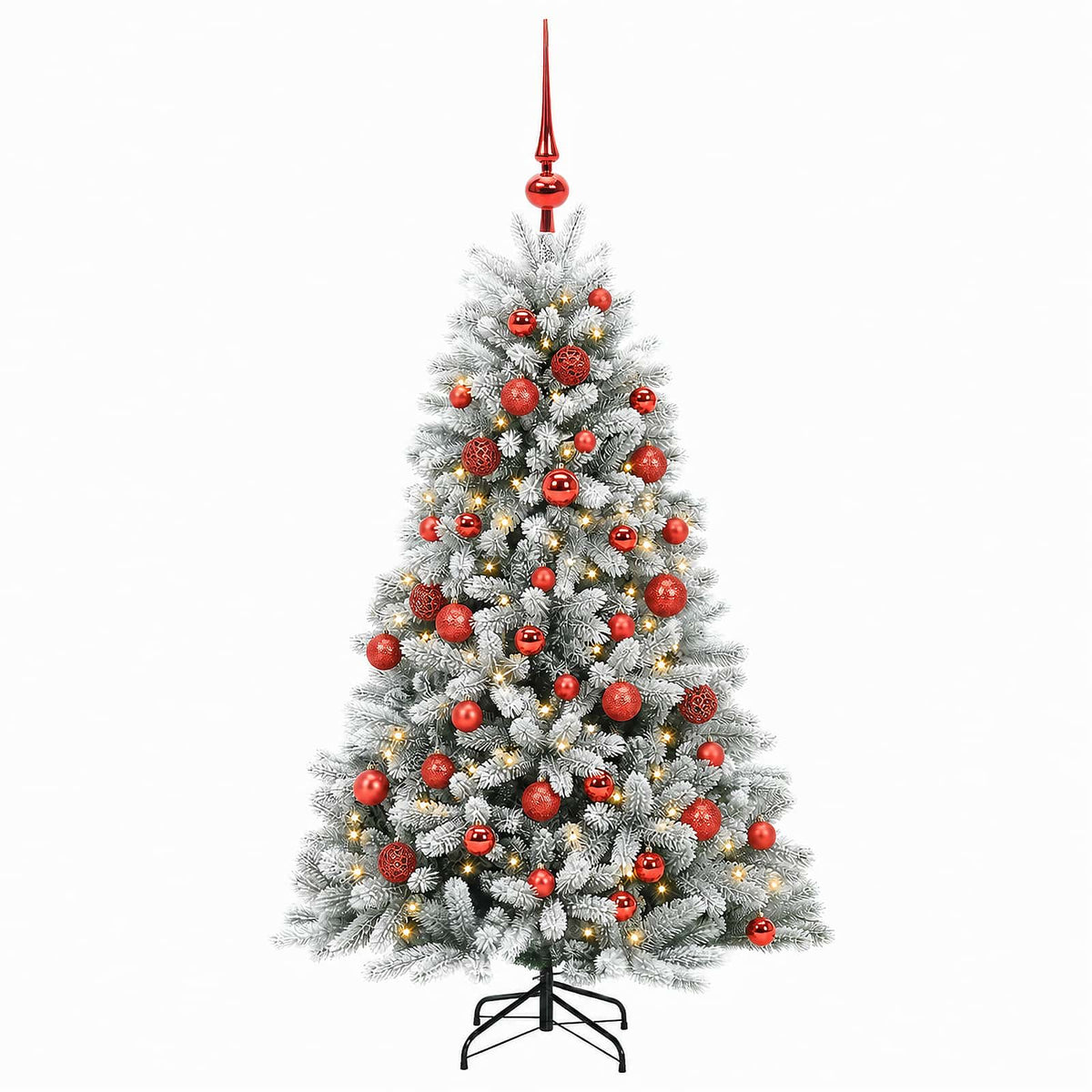 Umjetno božićno drvce s kuglicama 120 cm 150 LED lampica