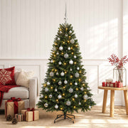 Umjetno božićno drvce s kuglicama 150 cm 150 LED lampica