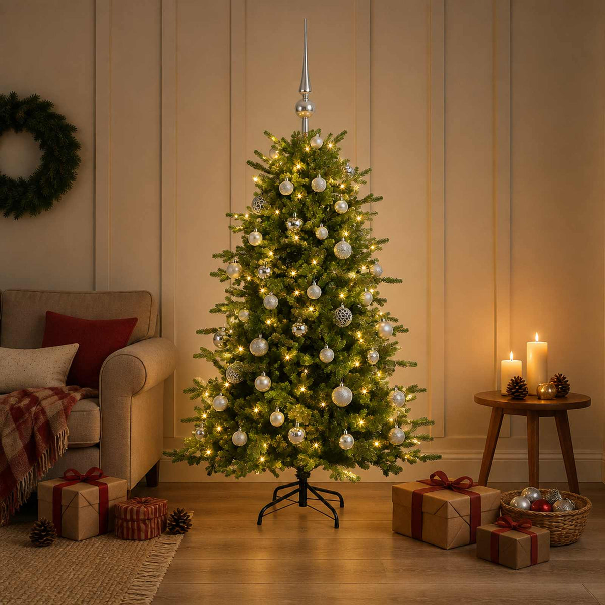 Umjetno božićno drvce s kuglicom 150 cm 150 LED lampica