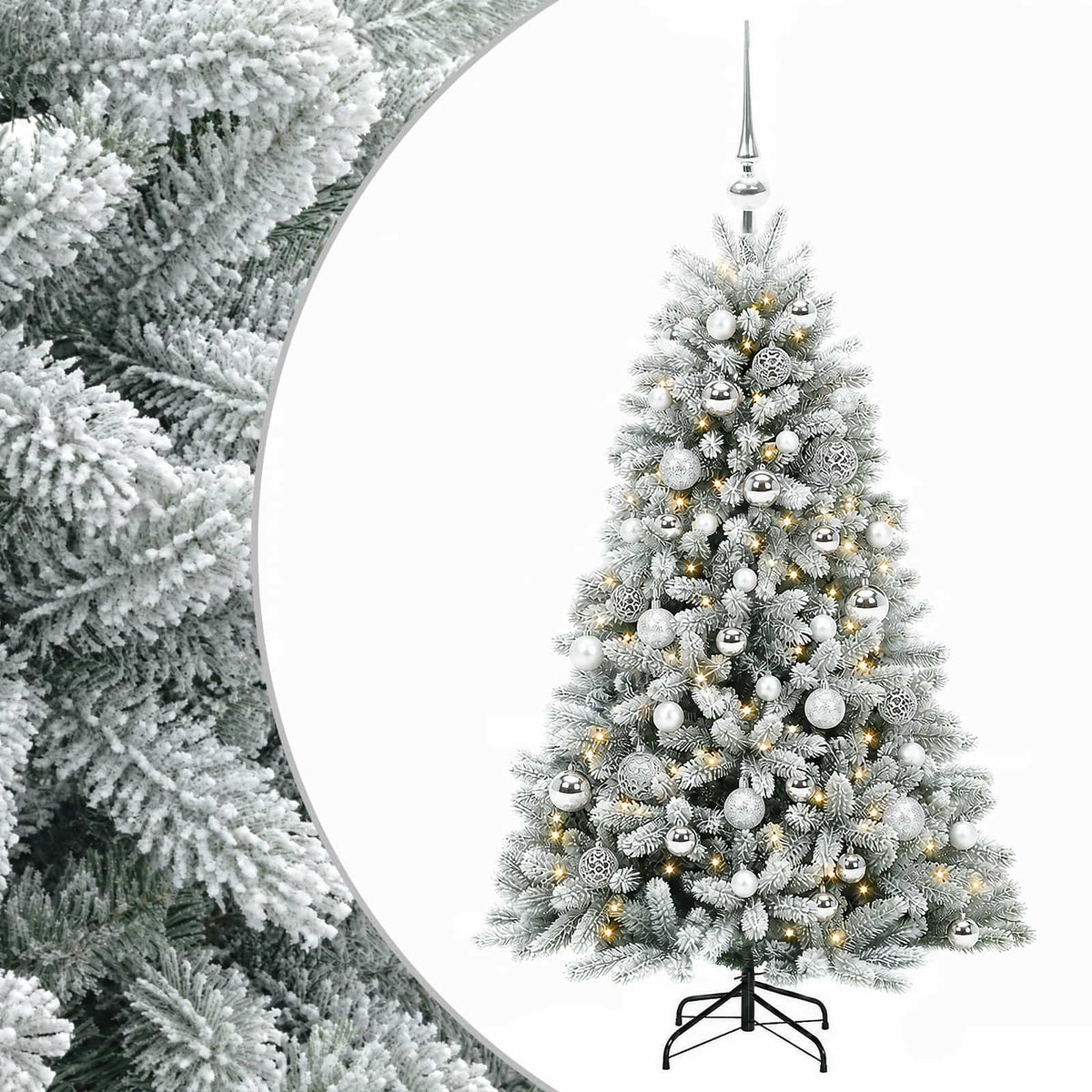 Umjetno božićno drvce s kuglicama 120 cm 150 LED lampica