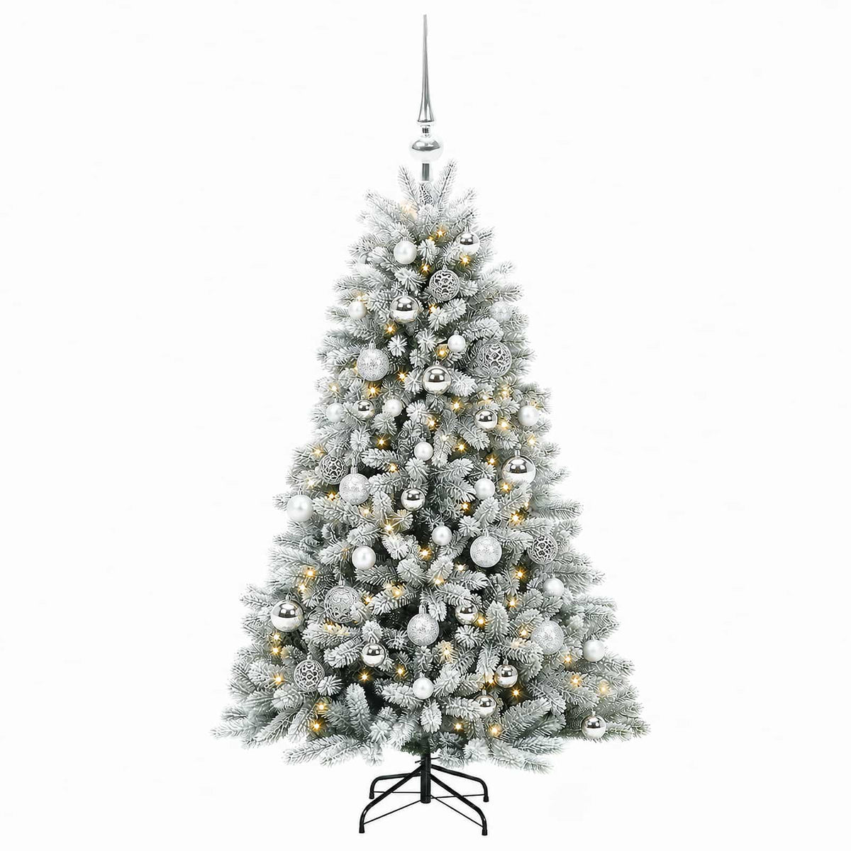 Umjetno božićno drvce s kuglicama 120 cm 150 LED lampica