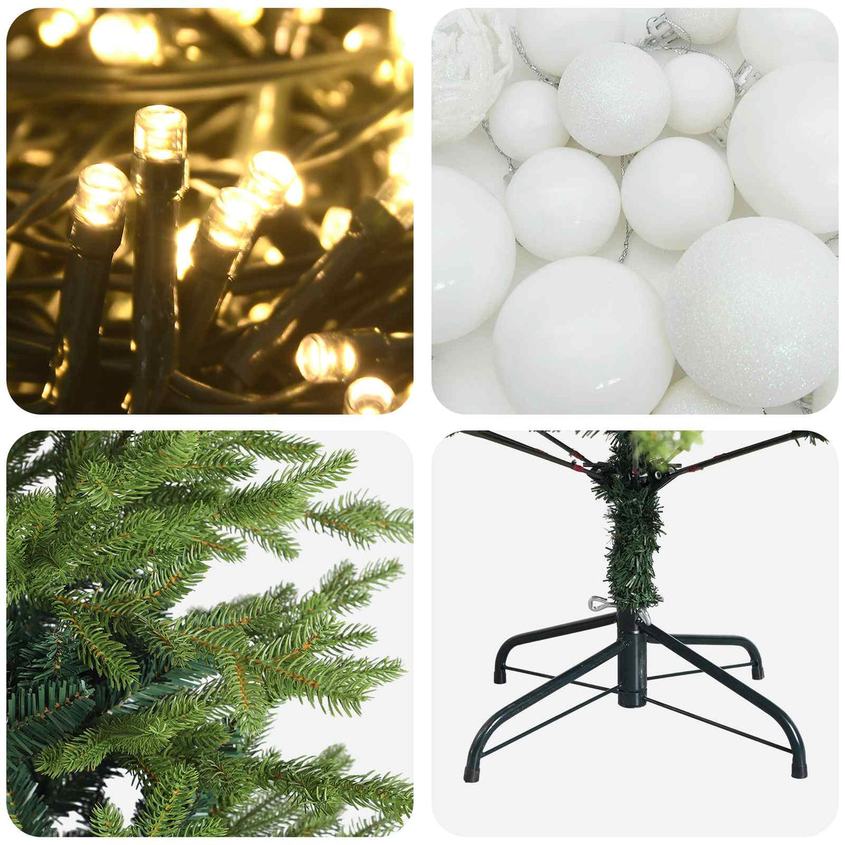 Umjetno božićno drvce s kuglicama 150 cm 150 LED lampica