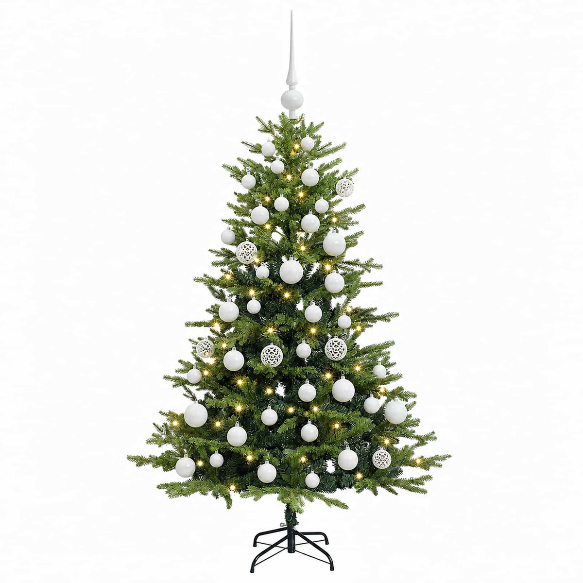 Umjetno božićno drvce s kuglicama 150 cm 150 LED lampica