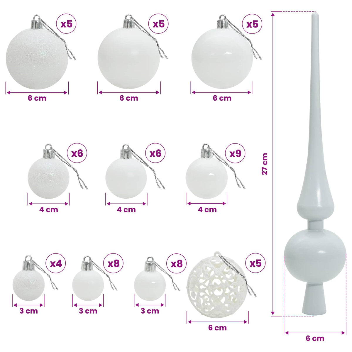 Umjetno božićno drvce s kuglicama 150 cm 150 LED lampica