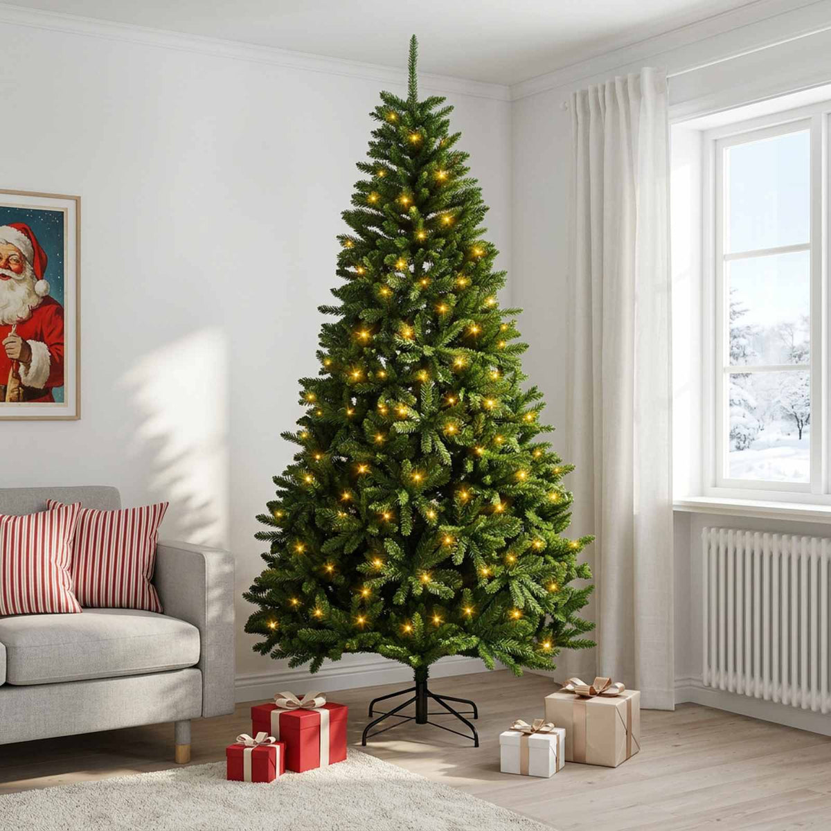 Umjetno božićno drvce s nogom 240 cm 300 LED lampica