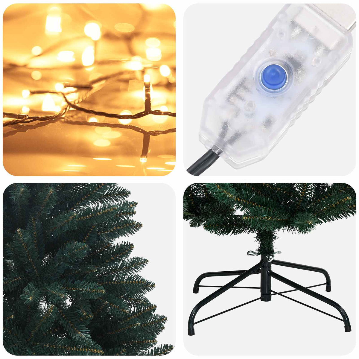 Umjetno božićno drvce s nogom 210 cm 300 LED lampica