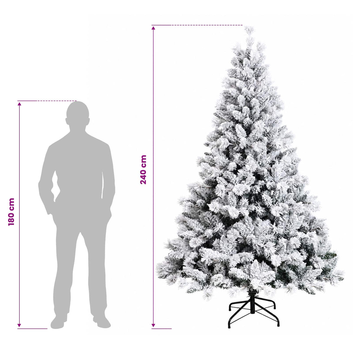 Umjetno božićno drvce s kuglicama 240 cm 300 LED lampica
