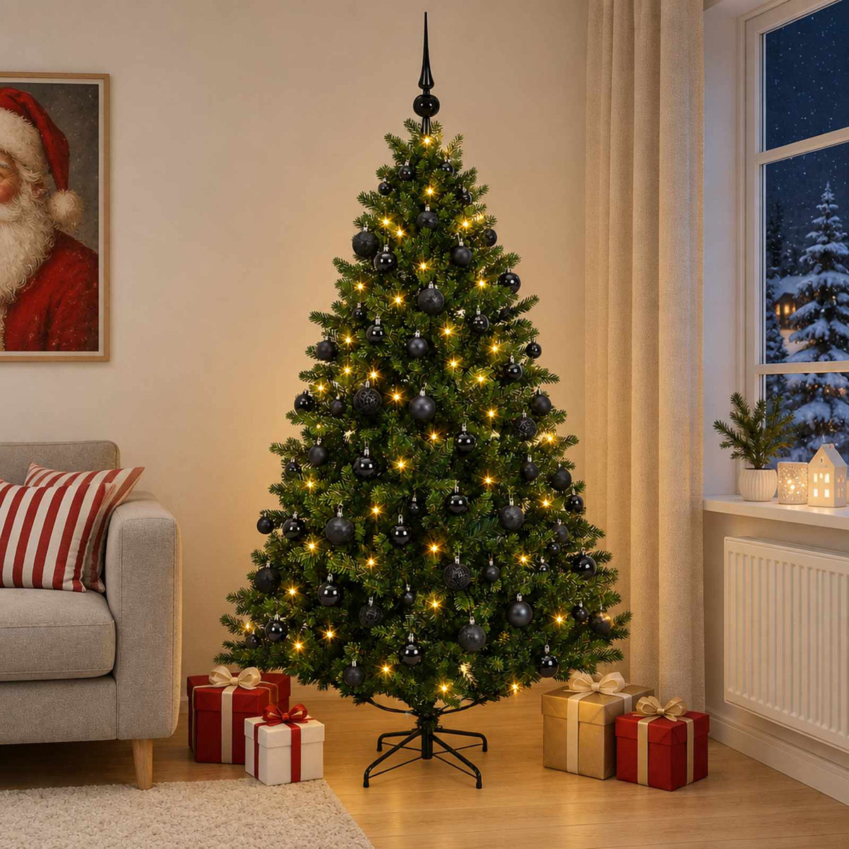 Umjetno božićno drvce s kuglicama 300 LED lampica