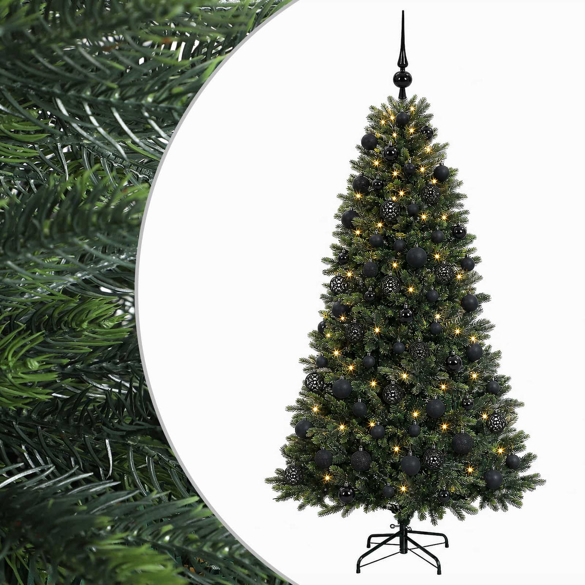 Umjetno božićno drvce s kuglicama 210 cm 300 LED lampica
