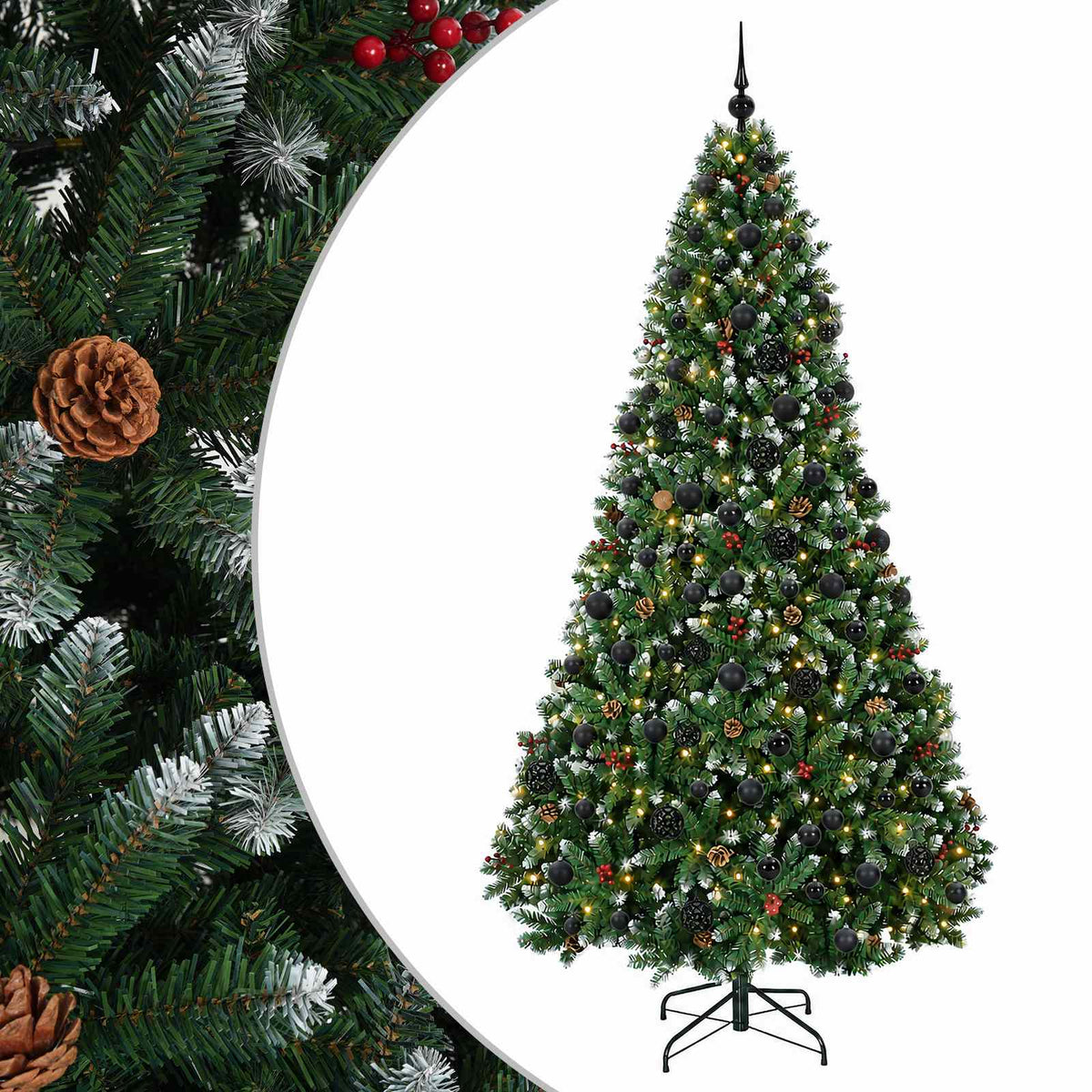 Umjetno božićno drvce zeleno s kuglicama 240 cm 300 LED lampica