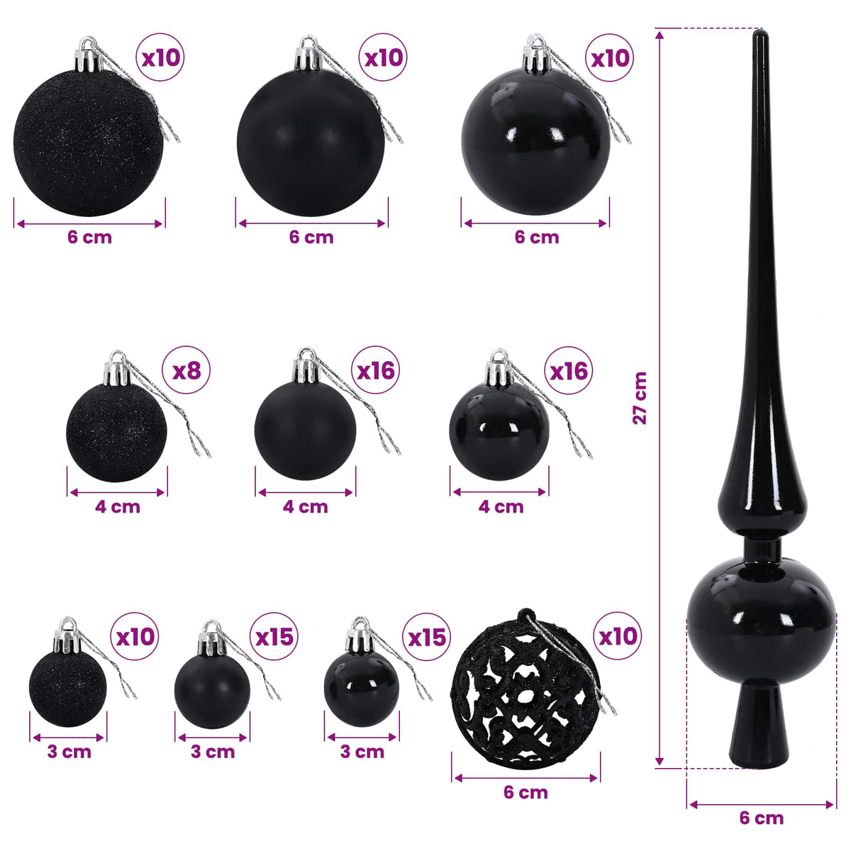 Umjetno božićno drvce s kuglicama 210 cm 300 LED lampica