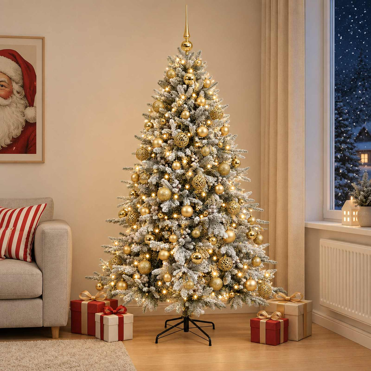 Umjetno božićno drvce s kuglicom 210 cm 300 LED lampica