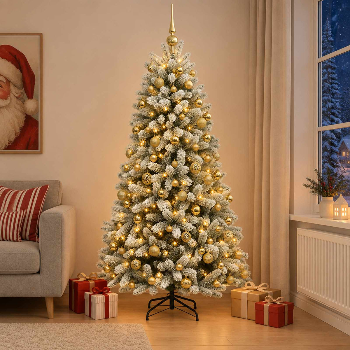 Umjetno božićno drvce s kuglicama 300 LED lampica