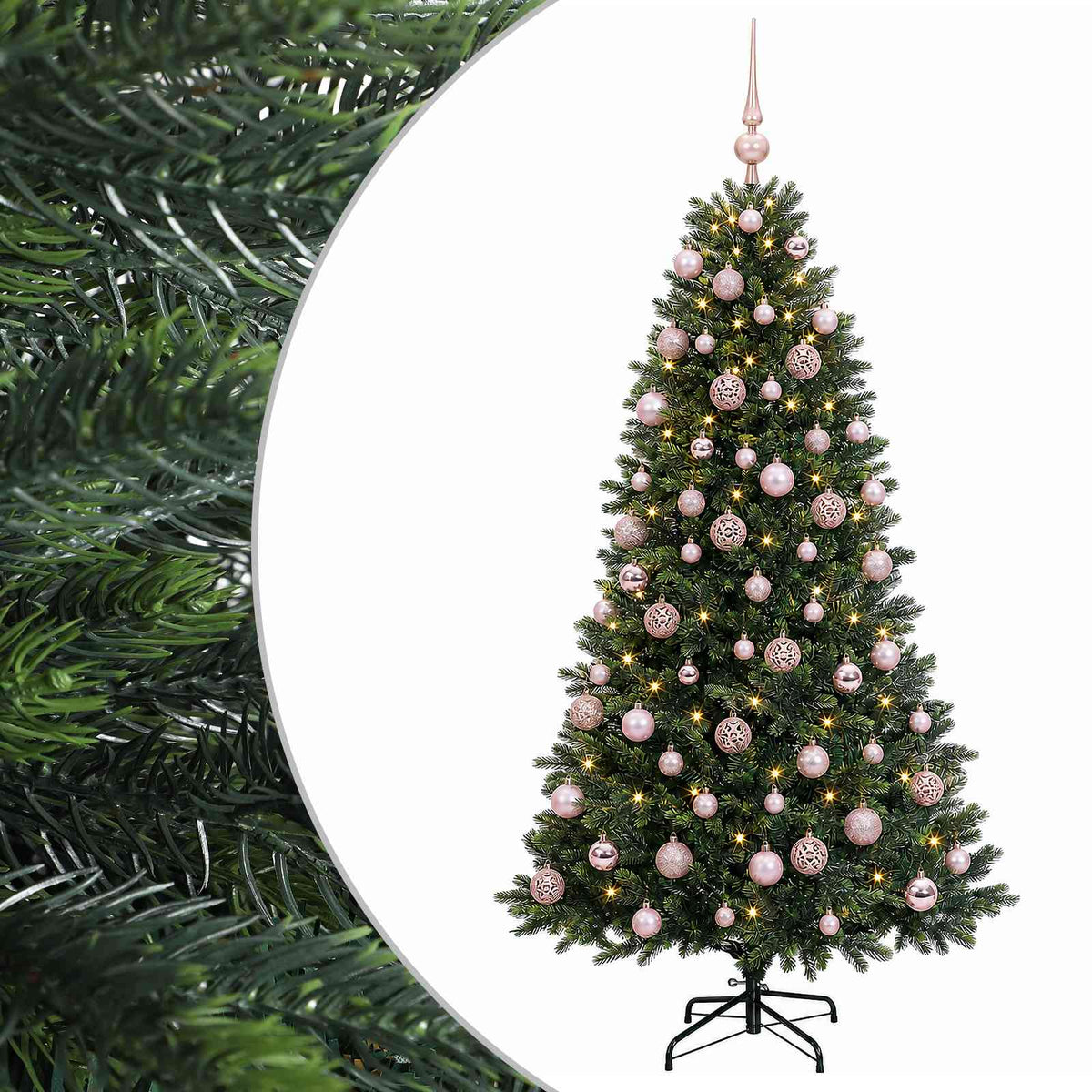 Umjetno božićno drvce s kuglicama 180 cm 300 LED lampica
