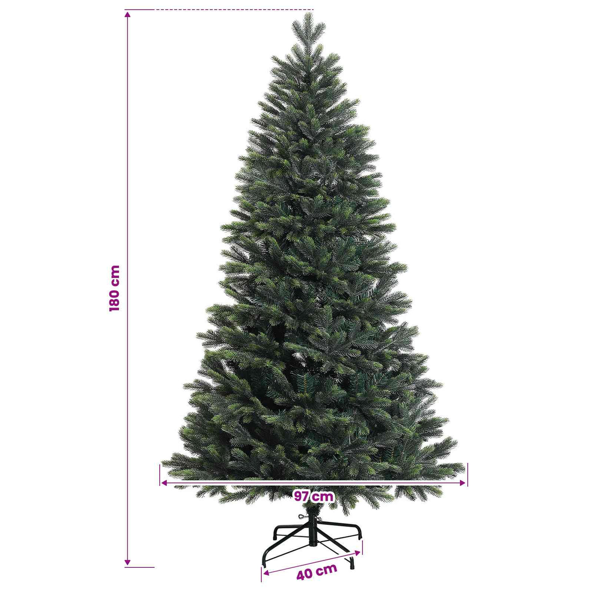 Umjetno božićno drvce s kuglicama 180 cm 300 LED lampica