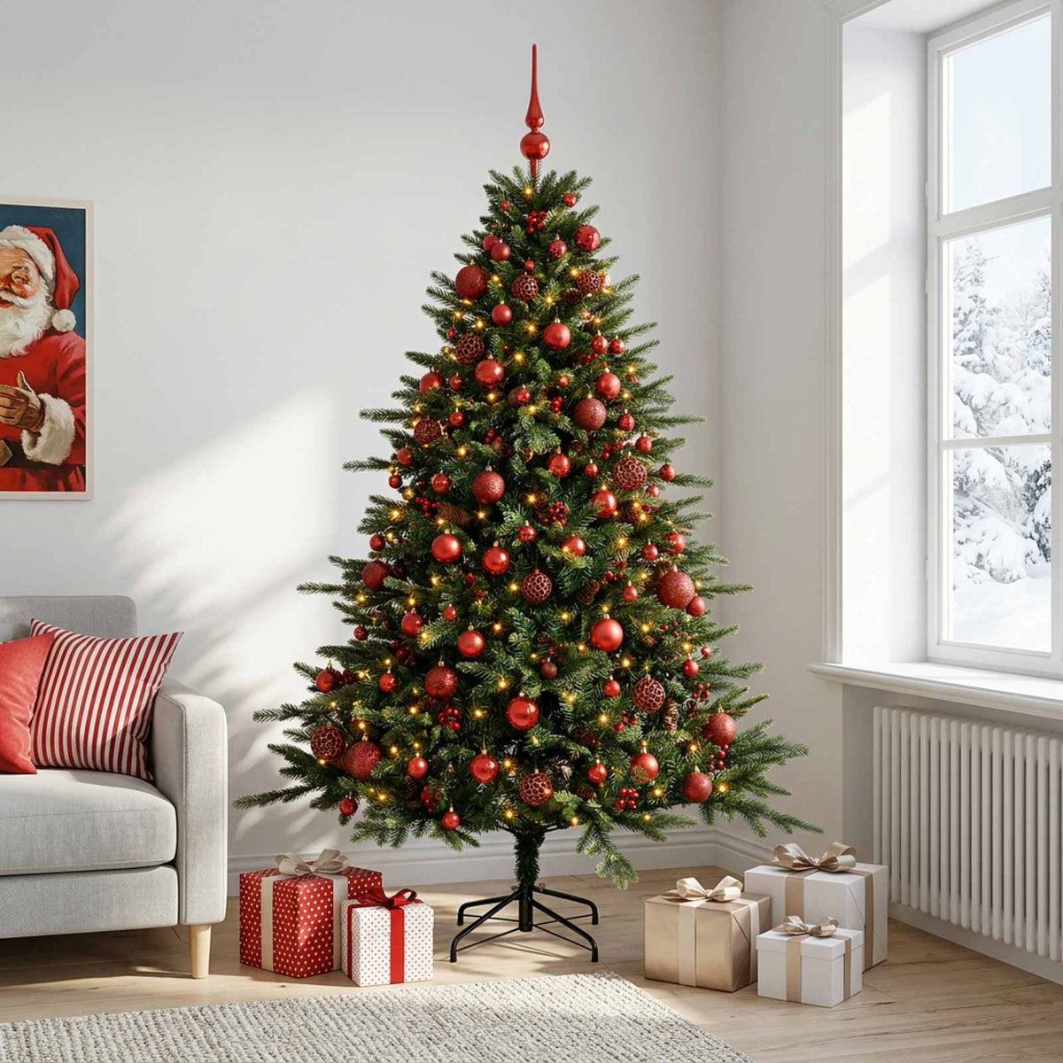 Umjetno božićno drvce s kuglicom 210 cm 300 LED lampica